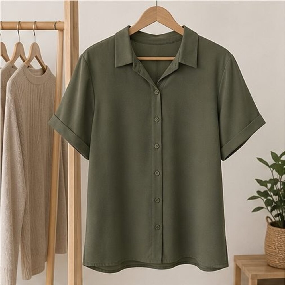 Olive Wrap Blouse